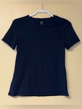 crown & ivy Navy Short Sleeve Crewneck Tee